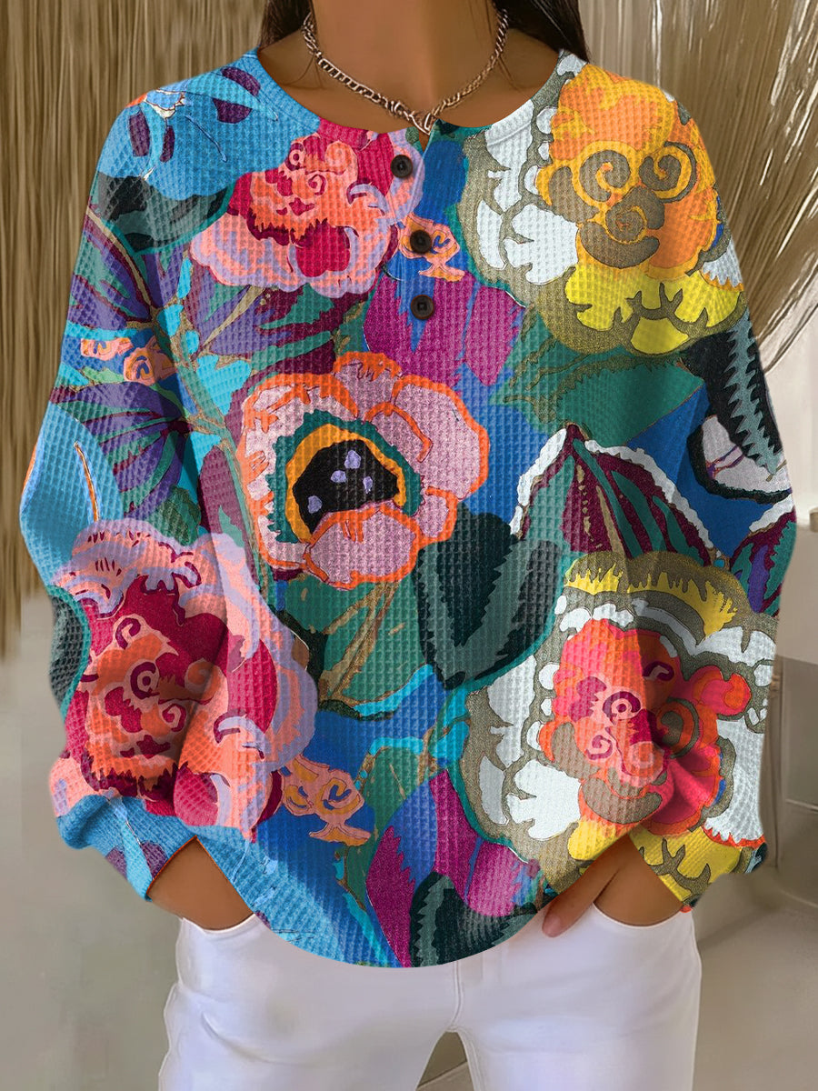 Ida - Sweater with Large Colorful Flowers