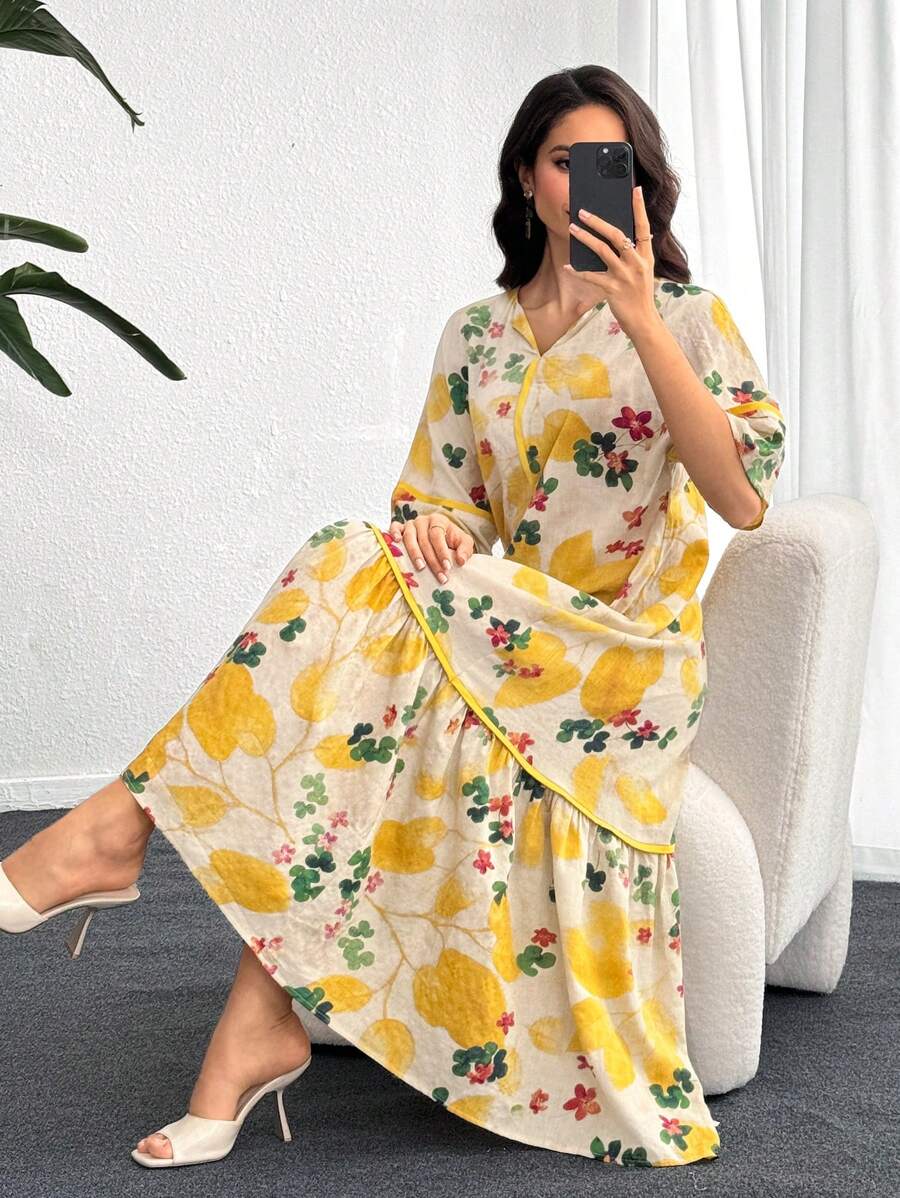 Flora - Floral Print Ruffle Dress