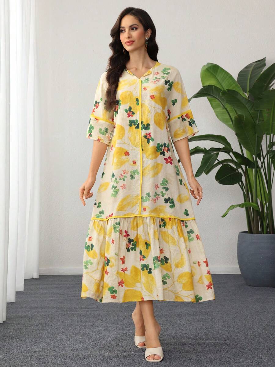 Flora - Floral Print Ruffle Dress