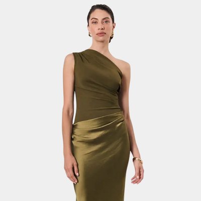Aleida - One-Shoulder Satin Maxi Dress