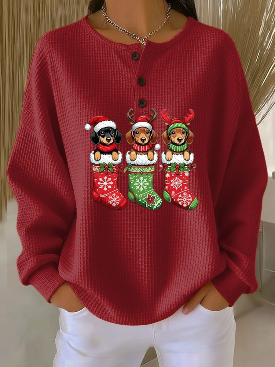 Grethe - Vintage Christmas Sweater with Dog Motif