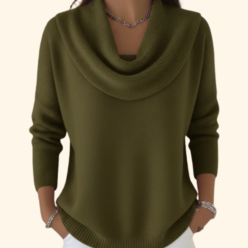 Eliza – Elegant Drape-Neck Pullover
