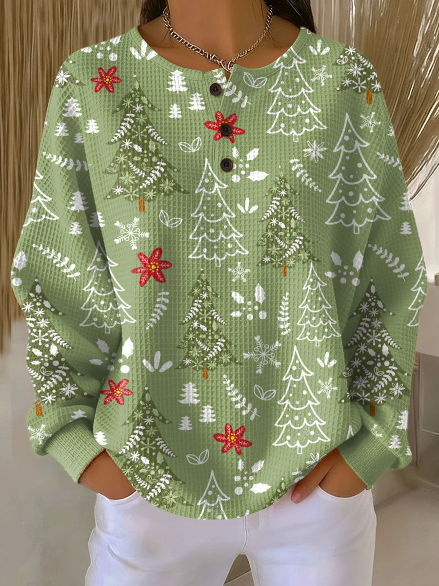 Ingrid - Sweater with Christmas Tree Motif