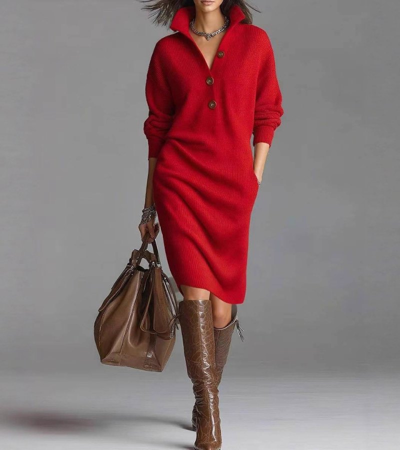 Scarlett - Chic Knit Midi Dress