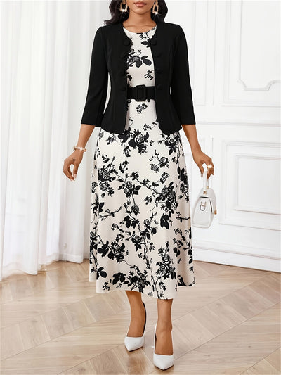 Amelie Lane - Printed Belted Two-Piece Set