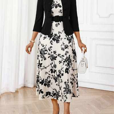 Amelie Lane - Printed Belted Two-Piece Set