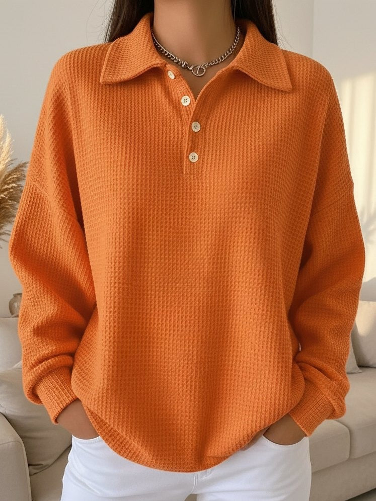 Ava - Casual Button Collar Pullover