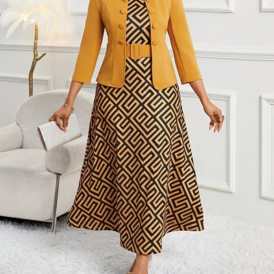 Amelie Lane - Printed Belted Two-Piece Set