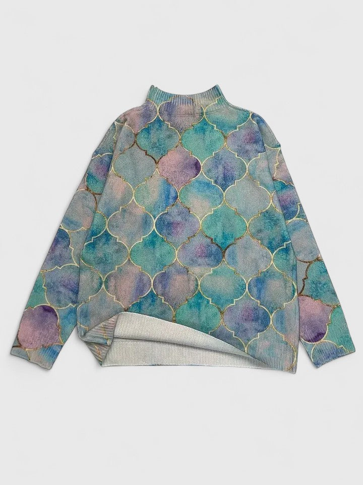 Selah – Dreamy Mosaic Turtleneck Sweater