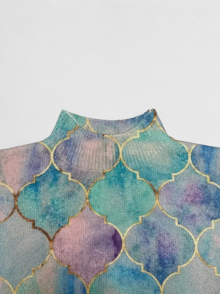 Selah – Dreamy Mosaic Turtleneck Sweater