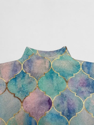Selah – Dreamy Mosaic Turtleneck Sweater