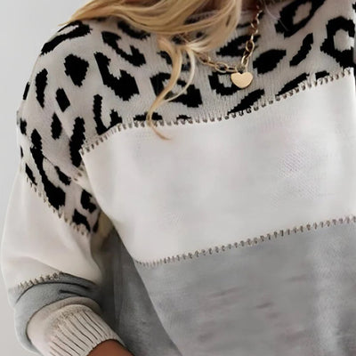 Diane - Leopard Accent Knit Sweater