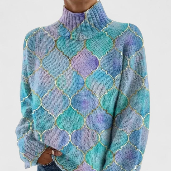 Selah – Dreamy Mosaic Turtleneck Sweater