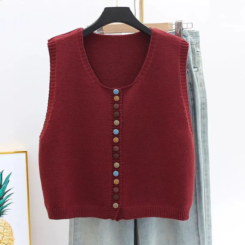 MARIBEL | COLOR-BUTTON KNIT VEST