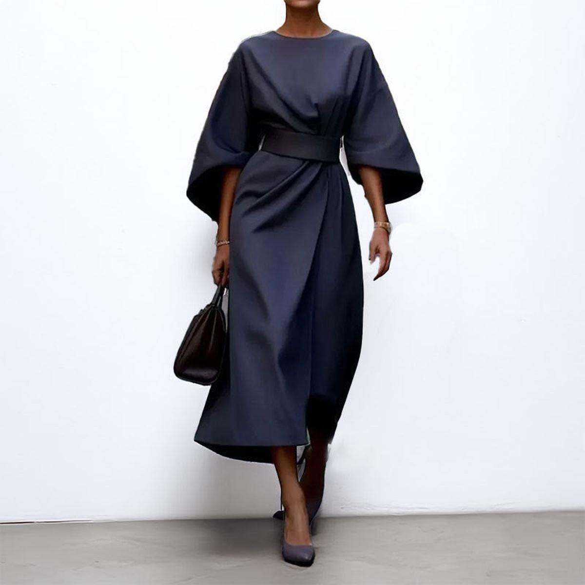 Eldra - Satin Feel Batwing Sleeve Maxi Dress