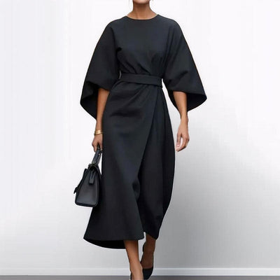 Eldra - Satin Feel Batwing Sleeve Maxi Dress