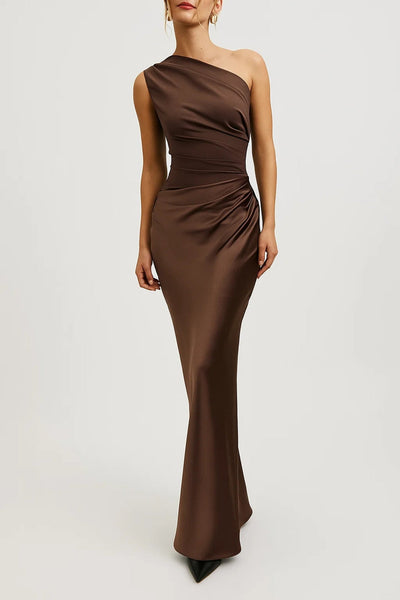 Elara - Satin Asymmetric Evening Gown