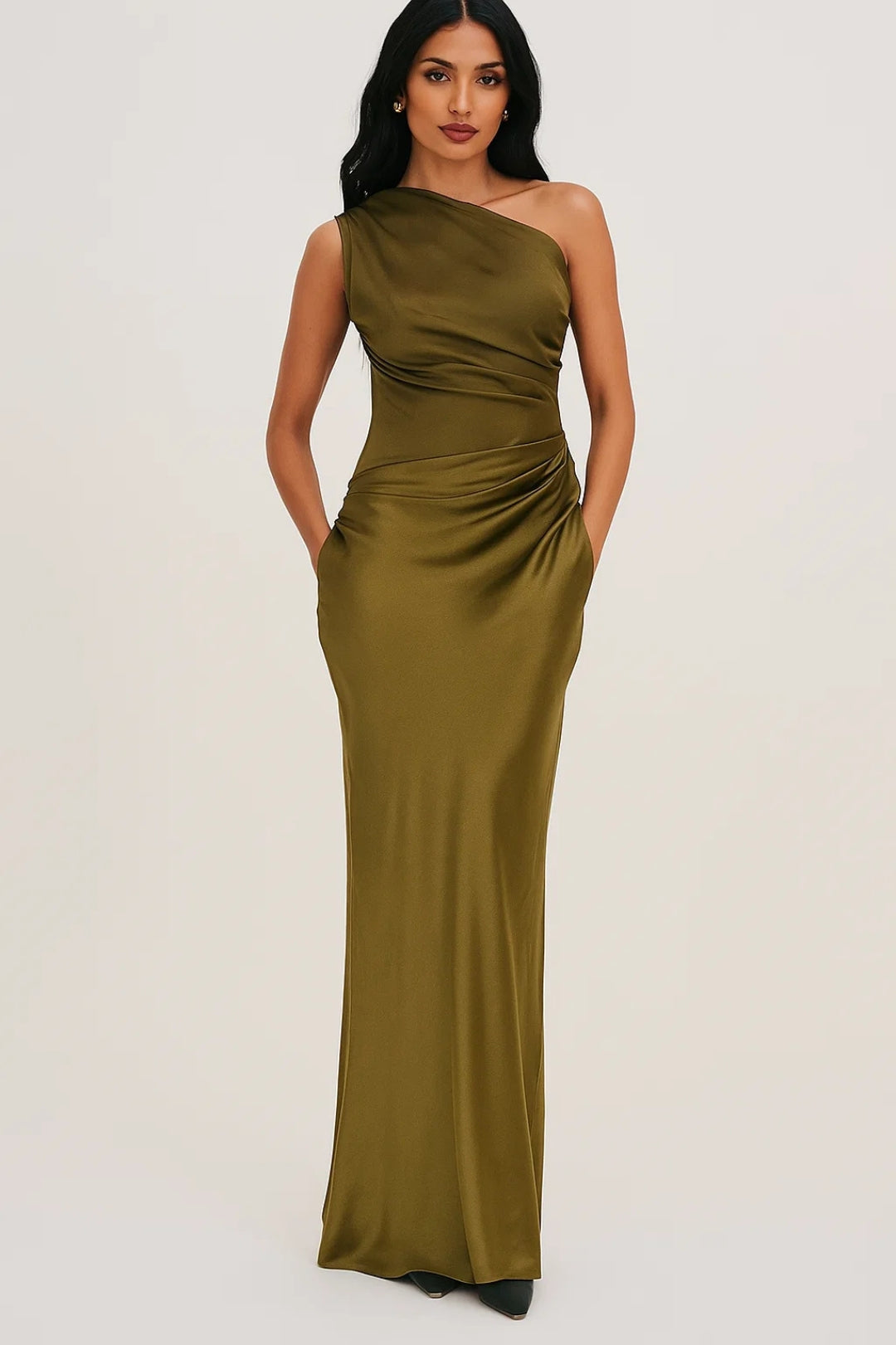 Elara - Satin Asymmetric Evening Gown