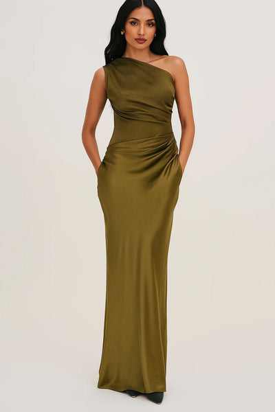 Elara - Satin Asymmetric Evening Gown
