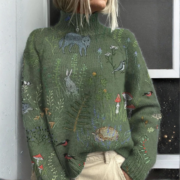 Zoe - Warm Floral Turtleneck