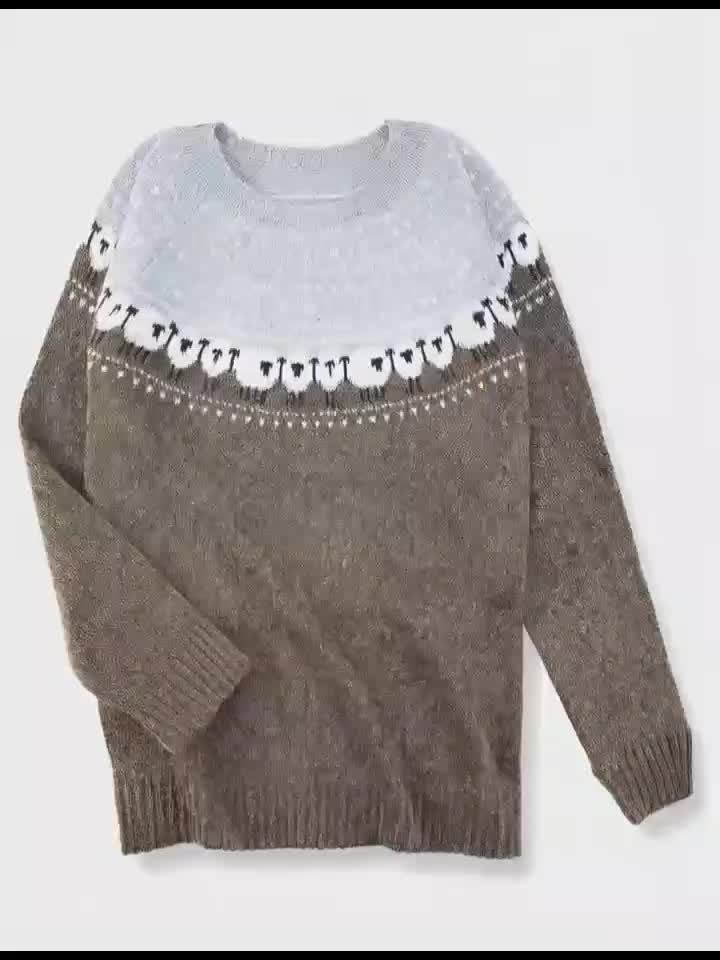 Nordic - Elegant Winter Sweater with Sheep Jacquard Pattern