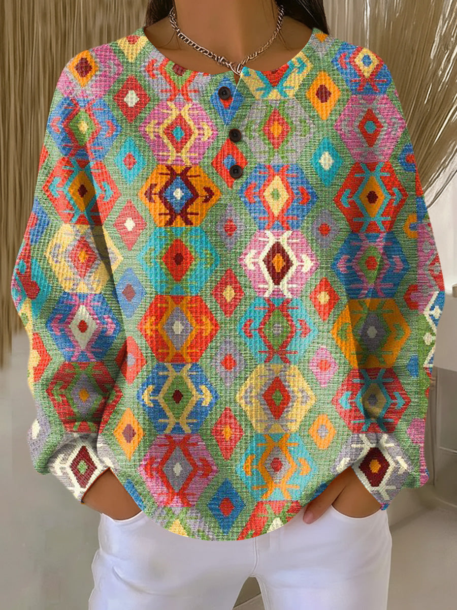 Tilde - Colorful Sweater with Checkered Pattern