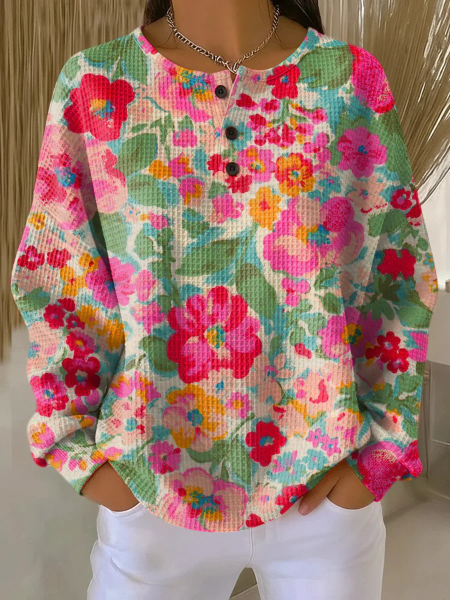 Maja - Soft Sweater with Colorful Flowers