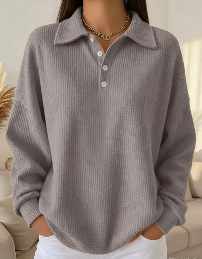 Ava - Casual Button Collar Pullover