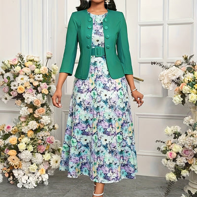 Amelie Lane - Printed Belted Two-Piece Set