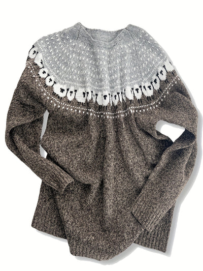 Nordic - Elegant Winter Sweater with Sheep Jacquard Pattern