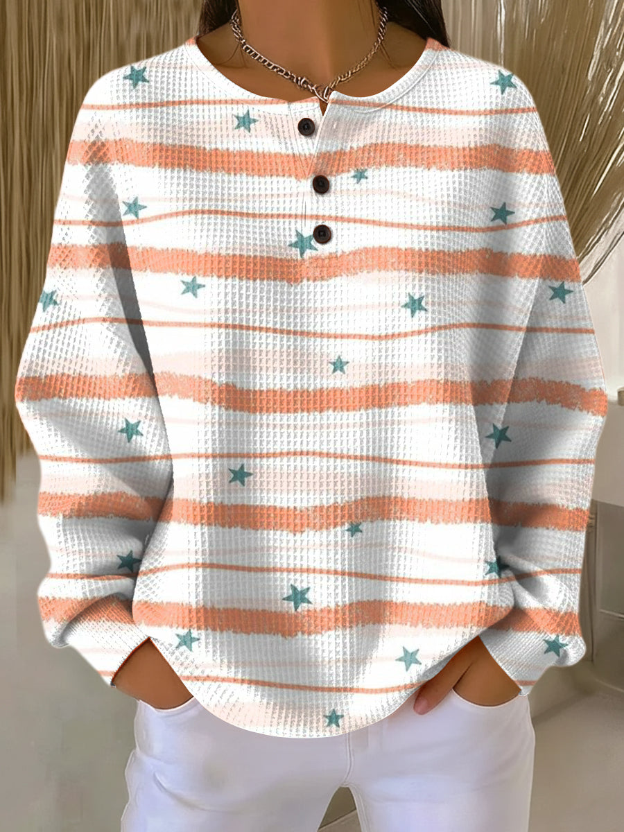 Tara - Sweater with Stripes and Star Pattern