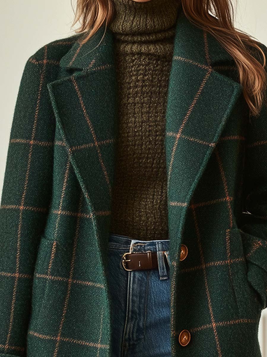 Catherine - Elegant Plaid Coat