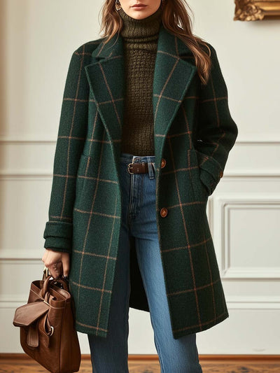 Catherine - Elegant Plaid Coat