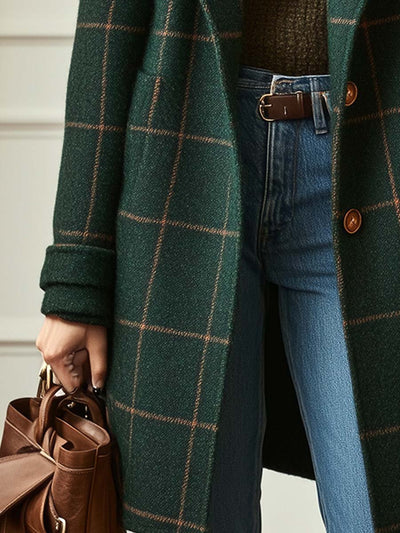 Catherine - Elegant Plaid Coat