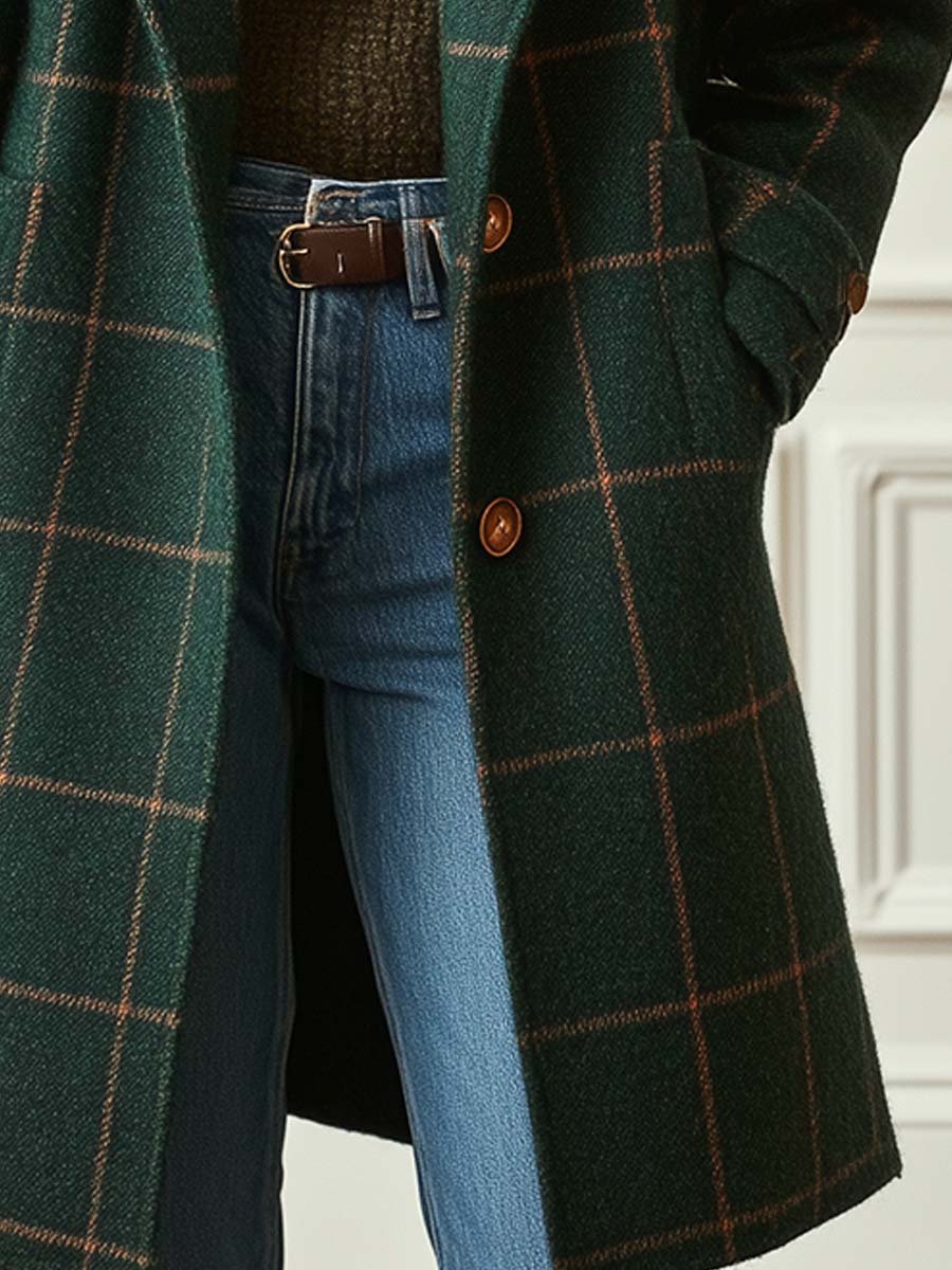 Catherine - Elegant Plaid Coat